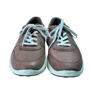 ECCO Sneakers Men's Size 8 Brown Nubuck Leather Breathable Perforated 7 Runner